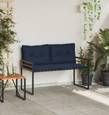 VidaXL Houten Laag Bank met kussen Effen Marineblauw 114 x 55 x 77 cm