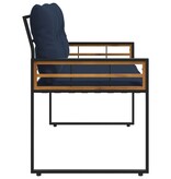 VidaXL Houten Laag Bank met kussen Effen Marineblauw 114 x 55 x 77 cm