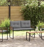 VidaXL Houten Laag Bank met kussen Effen Lichtgrijs 114 x 55 x 77 cm