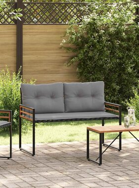 VidaXL Houten Laag Bank met kussen Effen Lichtgrijs 114 x 55 x 77 cm