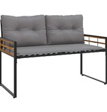 VidaXL Houten Laag Bank met kussen Effen Lichtgrijs 114 x 55 x 77 cm