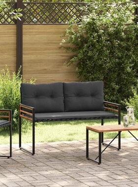 VidaXL Houten Laag Bank met kussen Effen Middelgrijs 114 x 55 x 77 cm