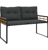 VidaXL Houten Laag Bank met kussen Effen Middelgrijs 114 x 55 x 77 cm