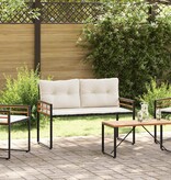 VidaXL Houten Laag Bank met kussen Effen Crème 114 x 55 x 77 cm