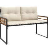 VidaXL Houten Laag Bank met kussen Effen Crème 114 x 55 x 77 cm