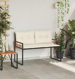 VidaXL Houten Laag Bank met kussen Effen Crème 114 x 55 x 77 cm