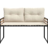 VidaXL Houten Laag Bank met kussen Effen Crème 114 x 55 x 77 cm