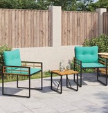VidaXL Buitenmeubelset met kussen 3 pcs Turquoise