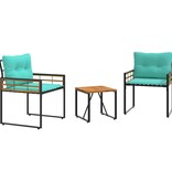 VidaXL Buitenmeubelset met kussen 3 pcs Turquoise