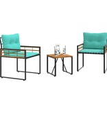VidaXL Buitenmeubelset met kussen 3 pcs Turquoise