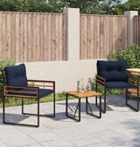 VidaXL Buitenmeubelset met kussen 3 pcs Marineblauw