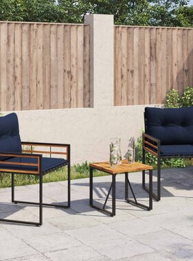 VidaXL Buitenmeubelset met kussen 3 pcs Marineblauw