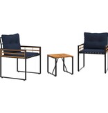 VidaXL Buitenmeubelset met kussen 3 pcs Marineblauw