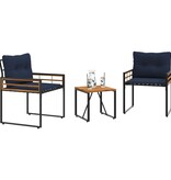 VidaXL Buitenmeubelset met kussen 3 pcs Marineblauw