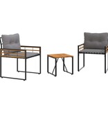 VidaXL Buitenmeubelset met kussen 3 pcs Lichtgrijs
