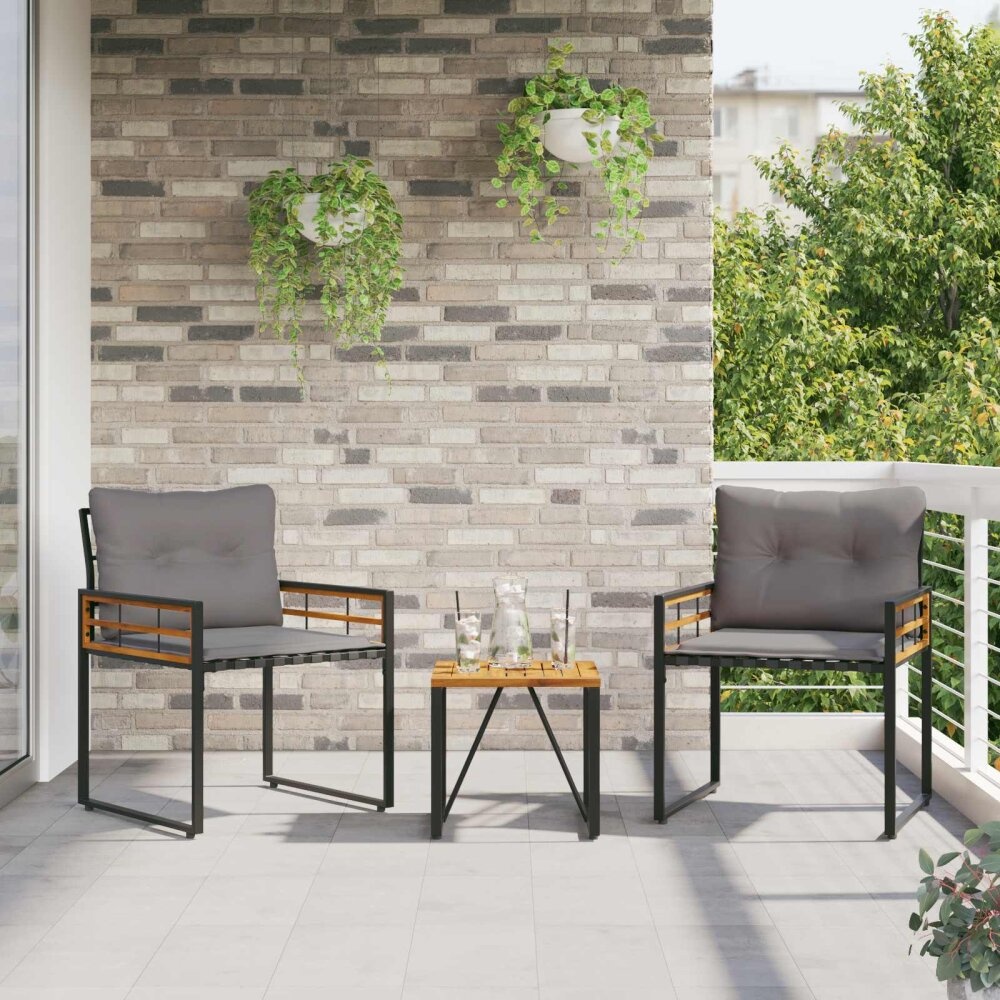 VidaXL Buitenmeubelset met kussen 3 pcs Lichtgrijs