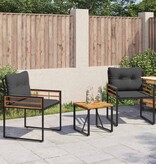 VidaXL Buitenmeubelset met kussen 3 pcs Middelgrijs