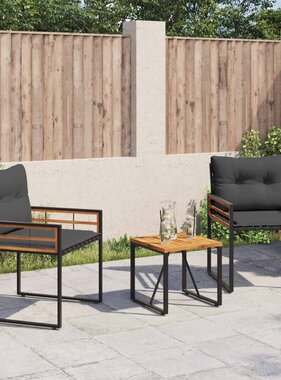 VidaXL Buitenmeubelset met kussen 3 pcs Middelgrijs