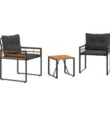 VidaXL Buitenmeubelset met kussen 3 pcs Middelgrijs