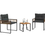 VidaXL Buitenmeubelset met kussen 3 pcs Middelgrijs