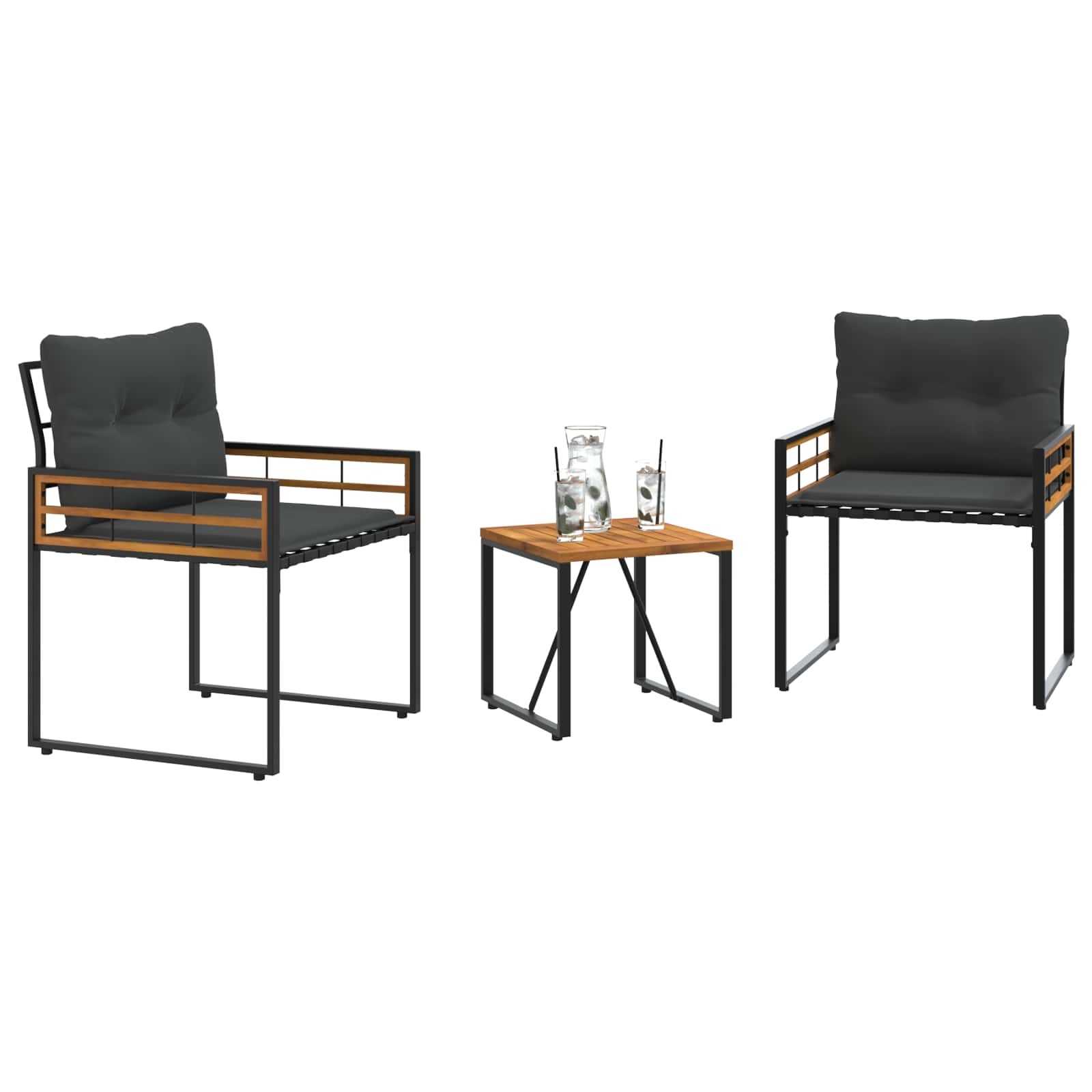 VidaXL Buitenmeubelset met kussen 3 pcs Middelgrijs