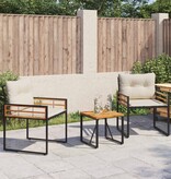 VidaXL Buitenmeubelset met kussen 3 pcs Crème