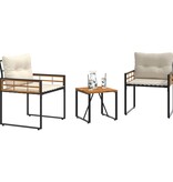 VidaXL Buitenmeubelset met kussen 3 pcs Crème