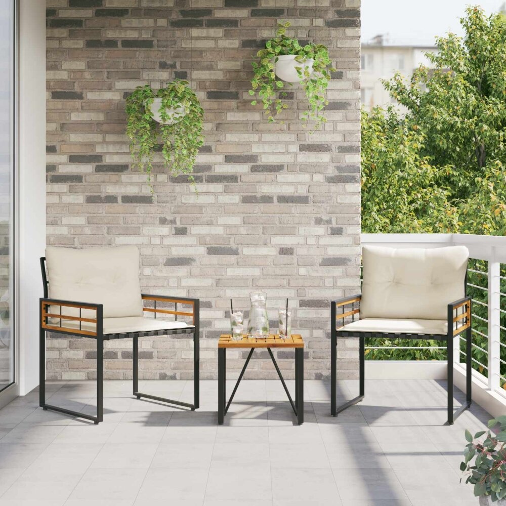 VidaXL Buitenmeubelset met kussen 3 pcs Crème