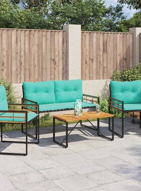 VidaXL Buitenmeubelset met kussen 4 pcs Turquoise