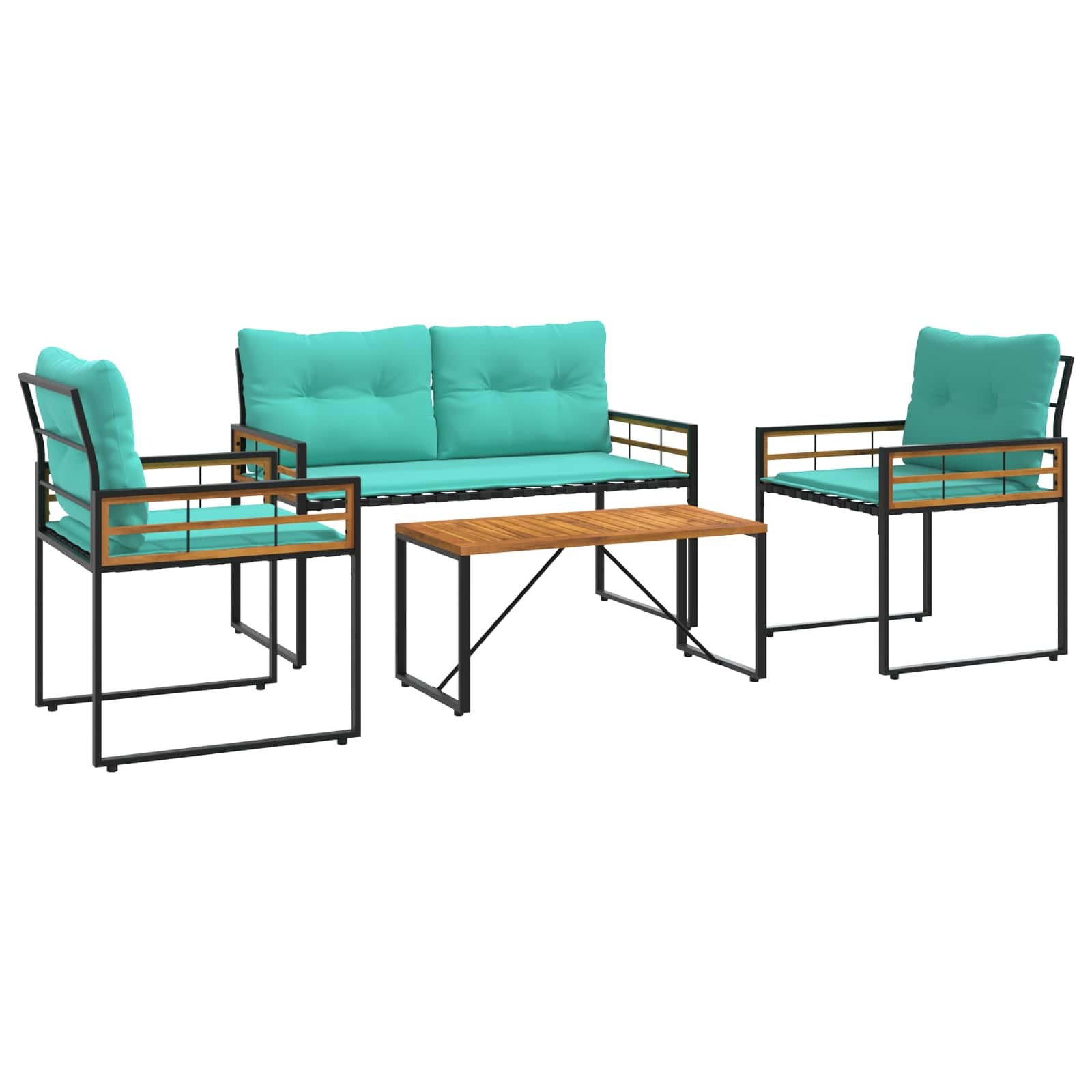 VidaXL Buitenmeubelset met kussen 4 pcs Turquoise