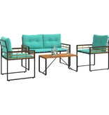 VidaXL Buitenmeubelset met kussen 4 pcs Turquoise