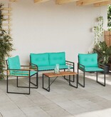 VidaXL Buitenmeubelset met kussen 4 pcs Turquoise