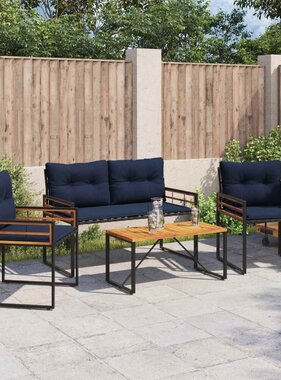 VidaXL Buitenmeubelset met kussen 4 pcs Marineblauw