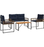 VidaXL Buitenmeubelset met kussen 4 pcs Marineblauw