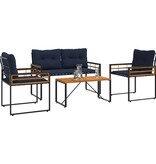 VidaXL Buitenmeubelset met kussen 4 pcs Marineblauw