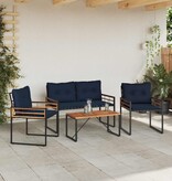 VidaXL Buitenmeubelset met kussen 4 pcs Marineblauw