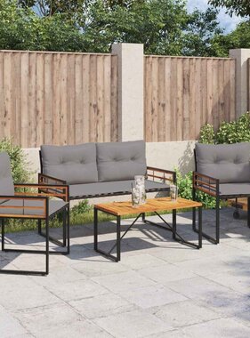 VidaXL Buitenmeubelset met kussen 4 pcs Lichtgrijs