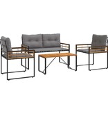 VidaXL Buitenmeubelset met kussen 4 pcs Lichtgrijs