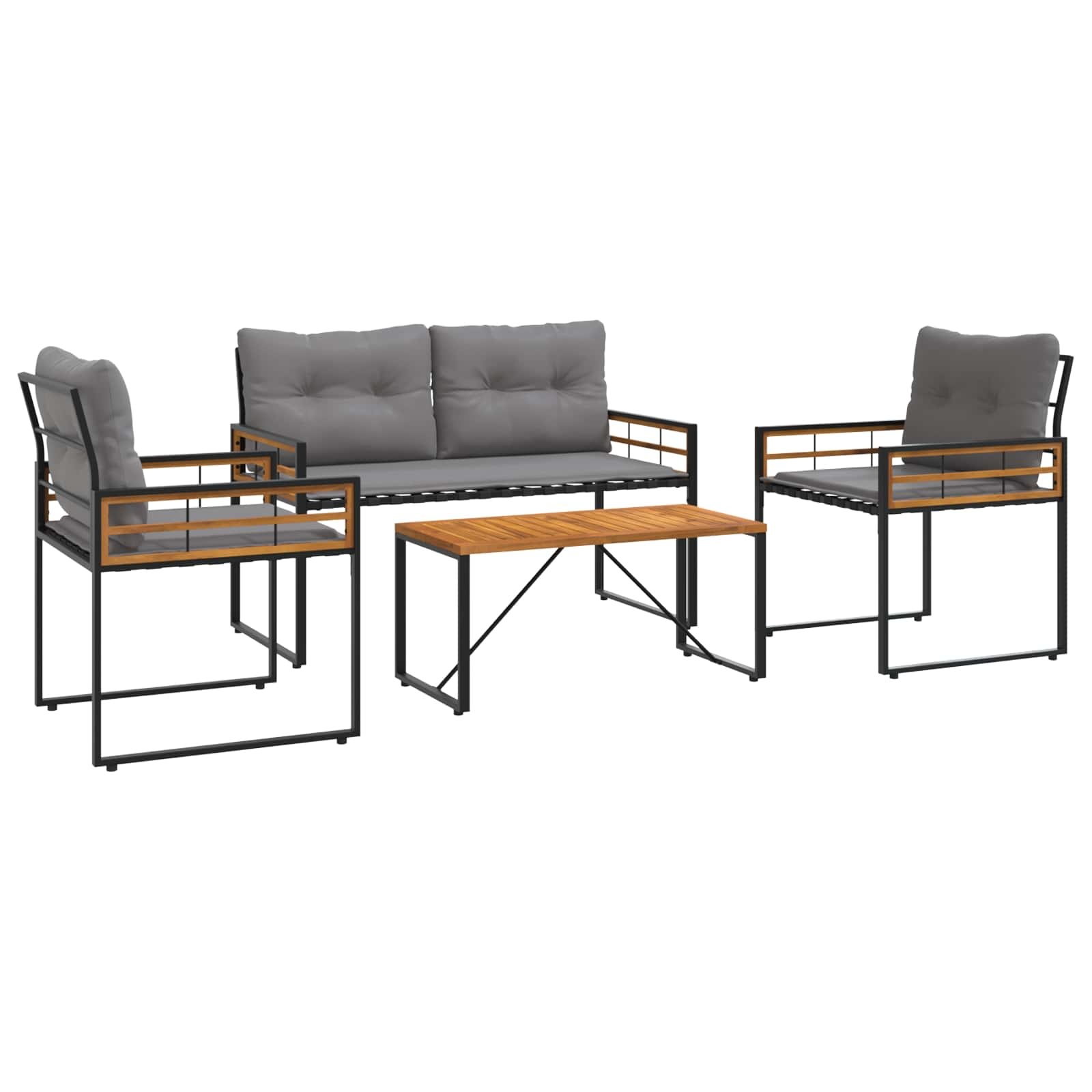 VidaXL Buitenmeubelset met kussen 4 pcs Lichtgrijs