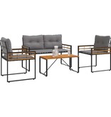 VidaXL Buitenmeubelset met kussen 4 pcs Lichtgrijs