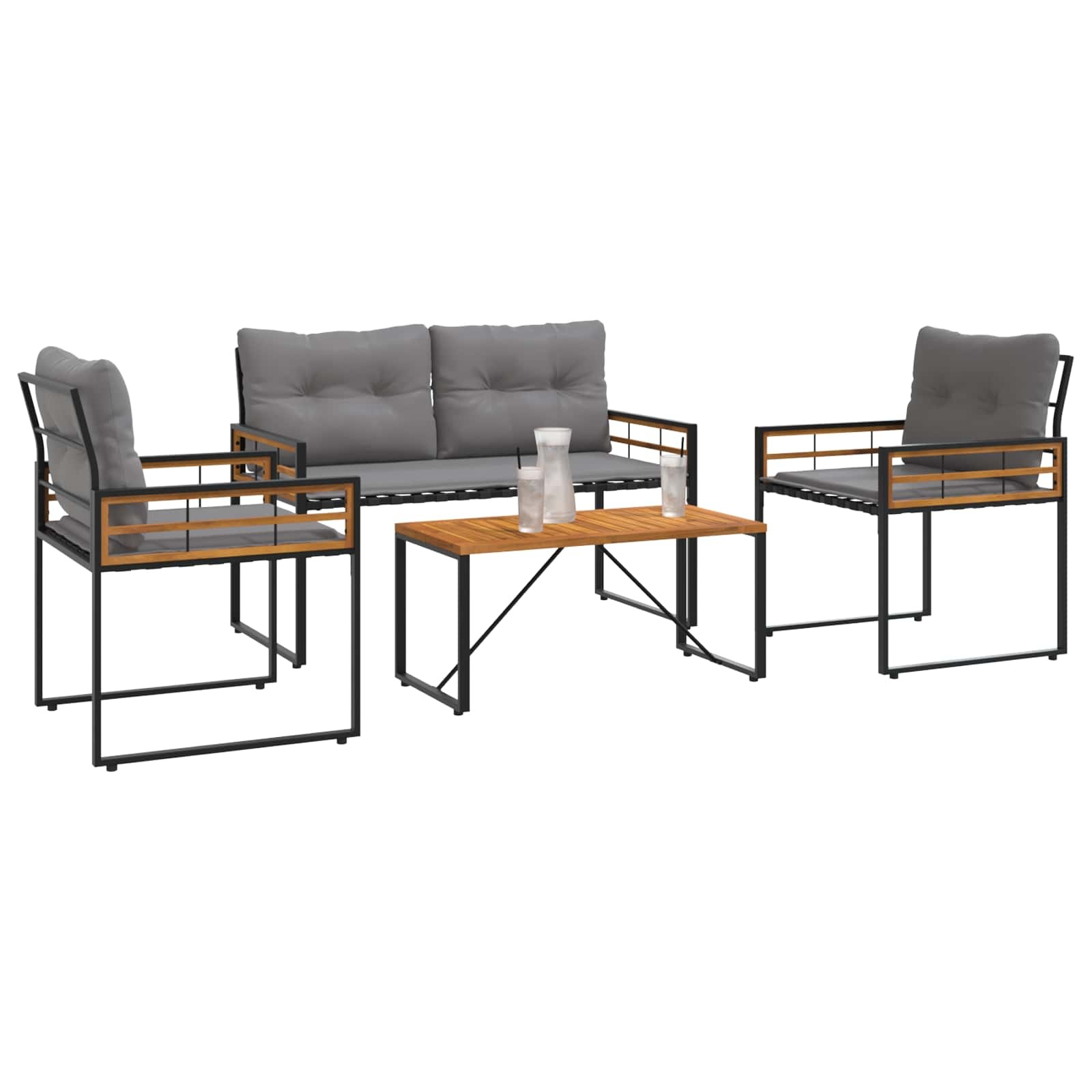 VidaXL Buitenmeubelset met kussen 4 pcs Lichtgrijs