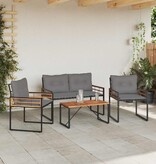 VidaXL Buitenmeubelset met kussen 4 pcs Lichtgrijs