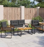 VidaXL Buitenmeubelset met kussen 4 pcs Middelgrijs