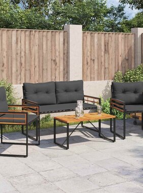 VidaXL Buitenmeubelset met kussen 4 pcs Middelgrijs