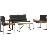 VidaXL Buitenmeubelset met kussen 4 pcs Middelgrijs
