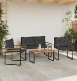VidaXL Buitenmeubelset met kussen 4 pcs Middelgrijs