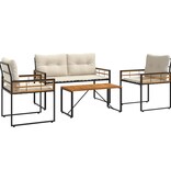 VidaXL Buitenmeubelset met kussen 4 pcs Crème