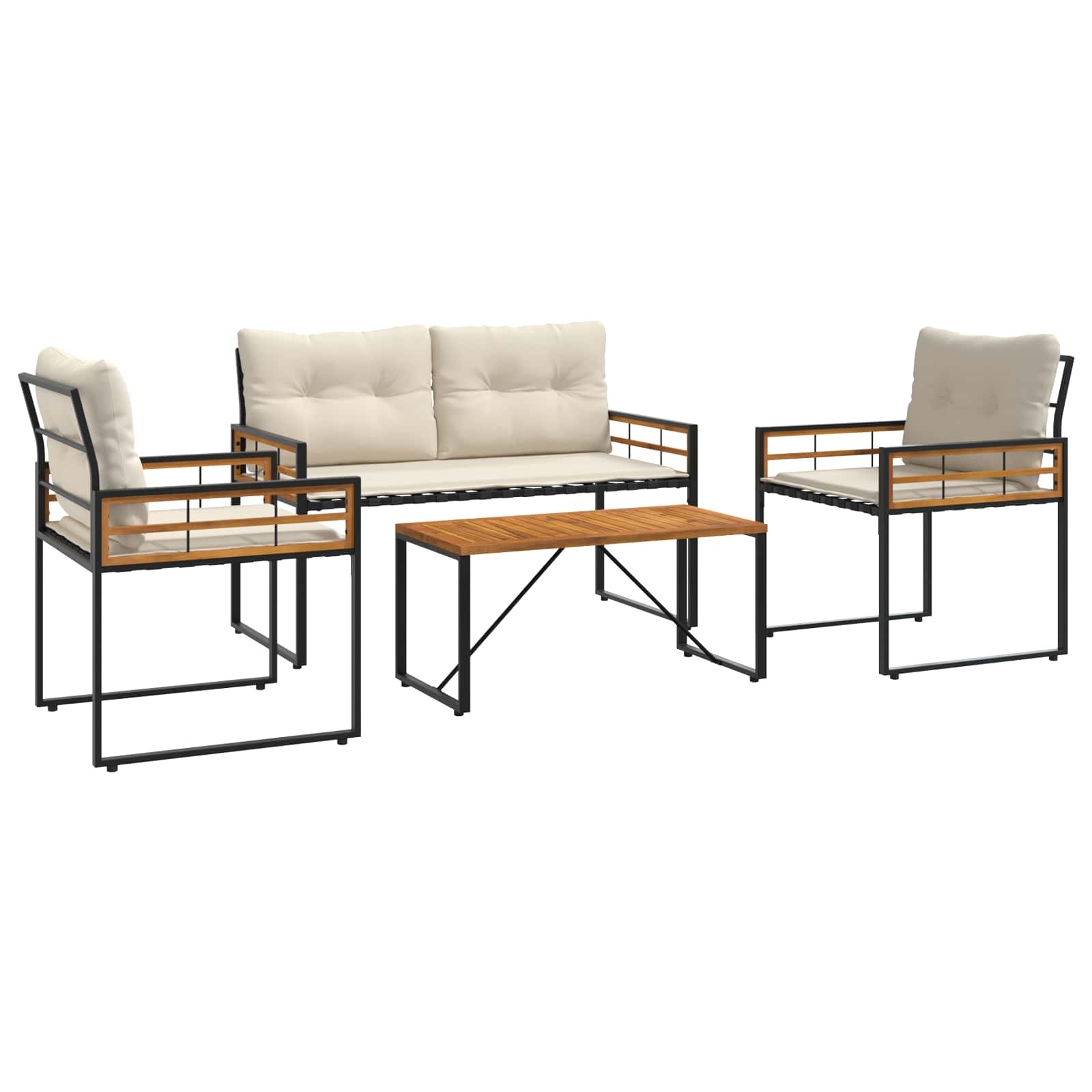 VidaXL Buitenmeubelset met kussen 4 pcs Crème