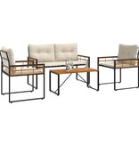 VidaXL Buitenmeubelset met kussen 4 pcs Crème