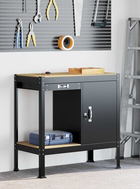 VidaXL Werkbanken met lade Zwart 81 x 41 x 145 cm Bewerkt hout